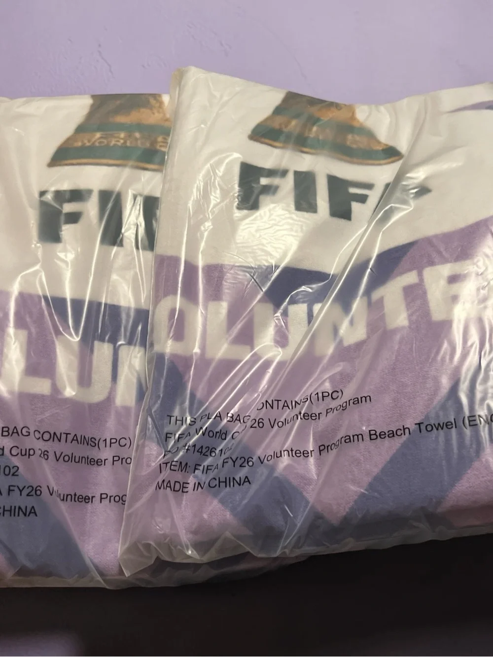 Set of two FIFA Volunteer Purple Beach Towel - Official Branding